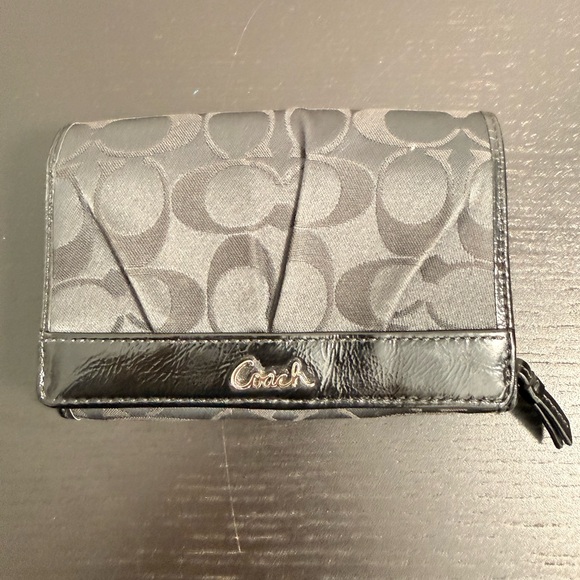Coach Handbags - Coach Black and Gray Signature Wallet